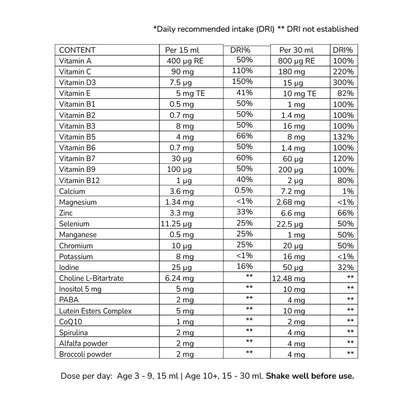 Willkins Liquid Super Kids Multivitamin Label